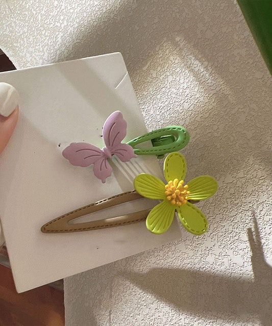 Floral Hairpin Light Green Boho Acrylic