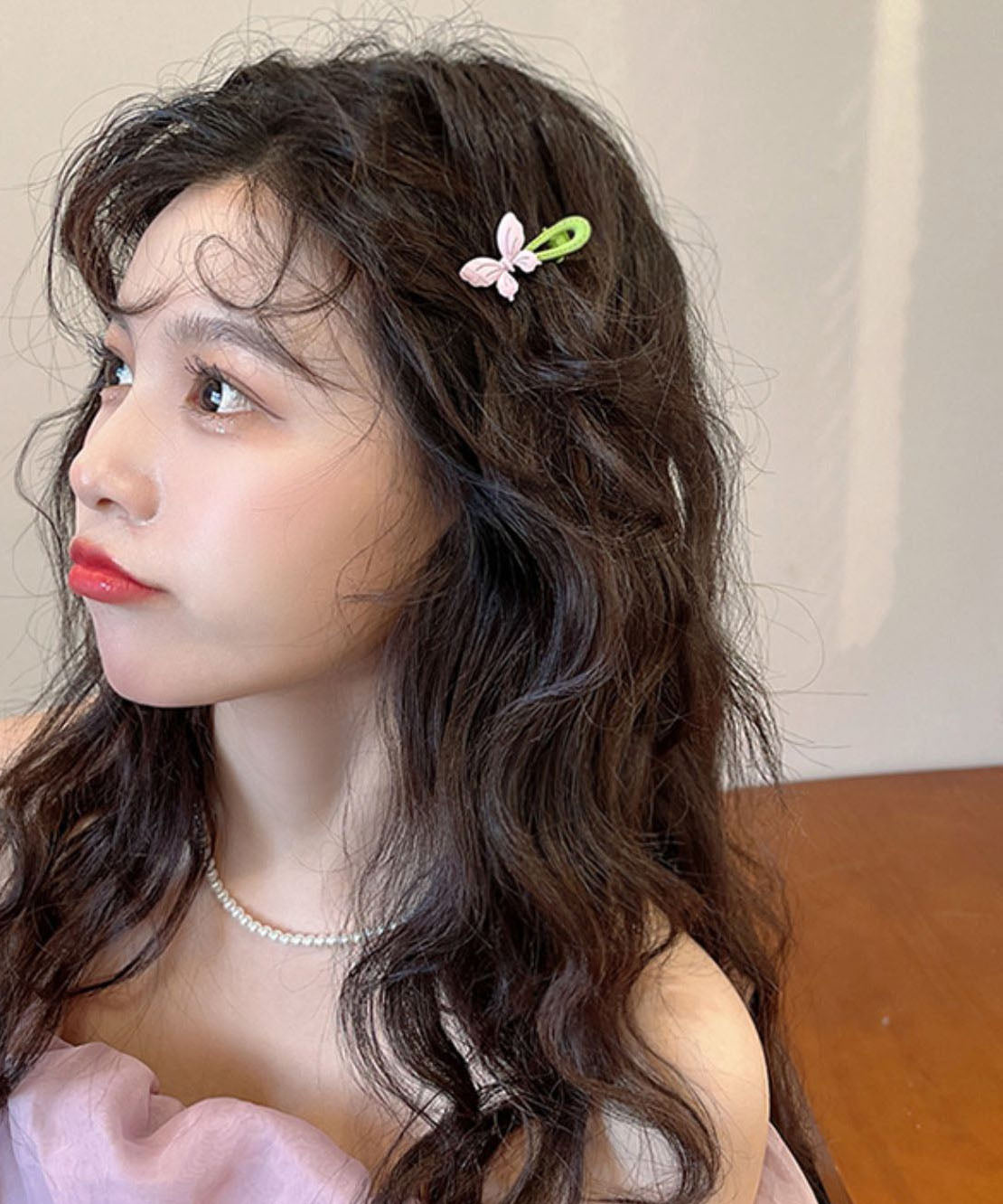 Floral Hairpin Light Green Boho Acrylic