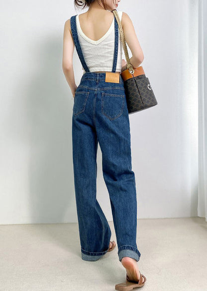 Boho Jumpsuits Asymmetrical Denim Design Navy Summer