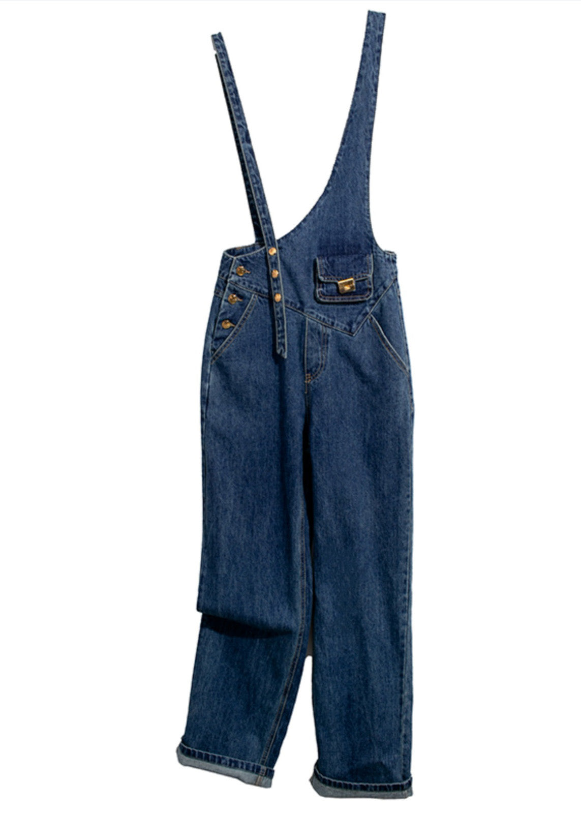 Boho Jumpsuits Asymmetrical Denim Design Navy Summer