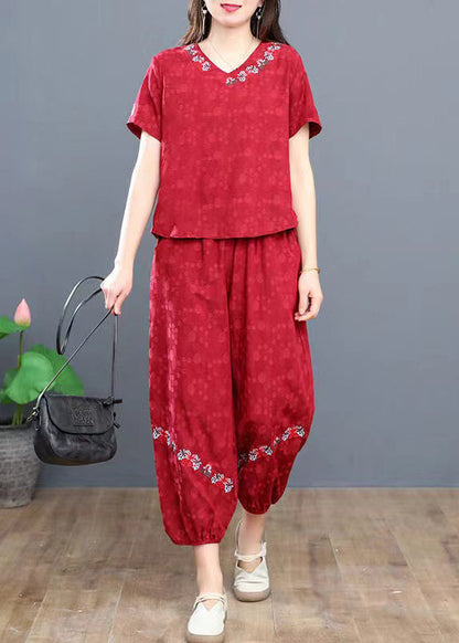 Summer Boho Pieces Navy Cotton Set Embroidered Two