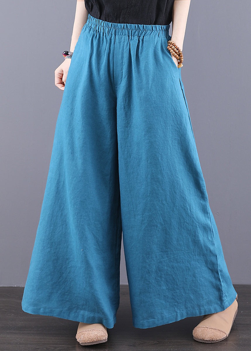Pants Peacock Leg Boho Linen Blue Summer Wide Oversized