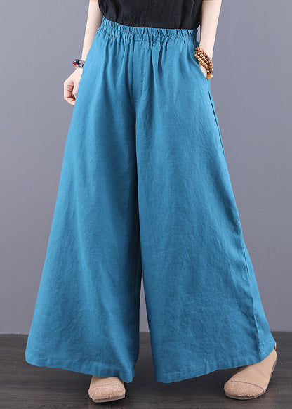 Pants Peacock Leg Boho Linen Blue Summer Wide Oversized