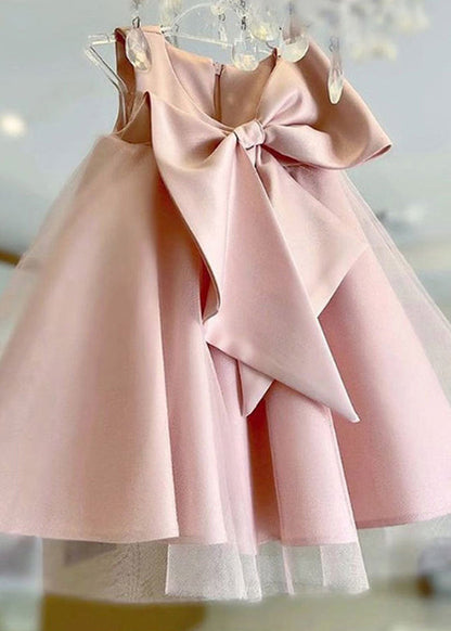 Boho Pink Bow Patchwork Tulle Girls Maxi Dress Summer YS028