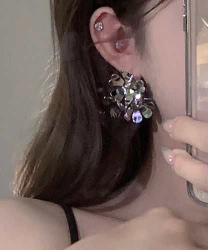 Floral Silk Stud Copper Boho Overgild Earrings