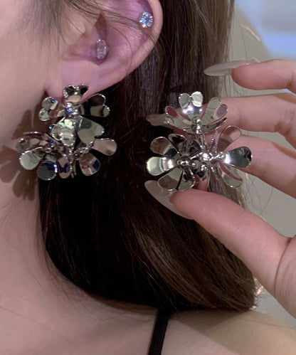 Floral Silk Stud Copper Boho Overgild Earrings