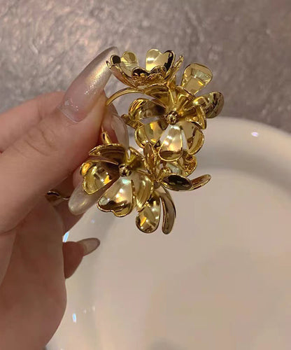 Floral Silk Stud Copper Boho Overgild Earrings