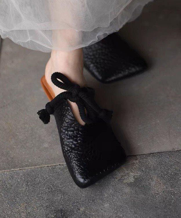 Splicing Slide Up Sandals Lace Leather Faux Brown Boho