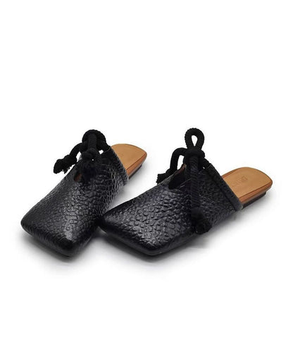 Splicing Slide Up Sandals Lace Leather Faux Brown Boho