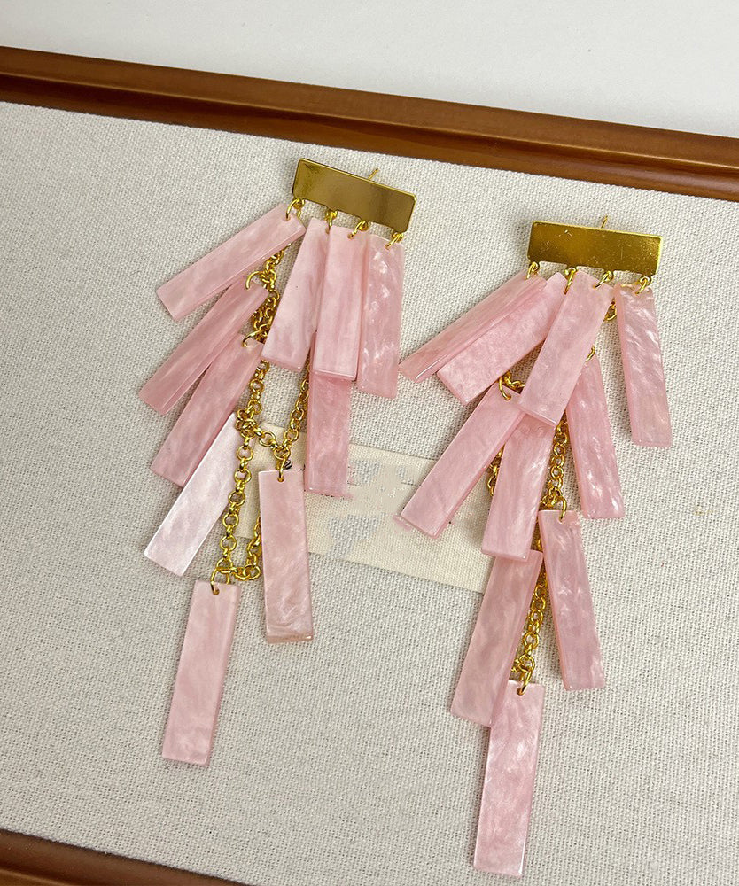 White Tassel Earrings Boho Alloy Drop Acrylic