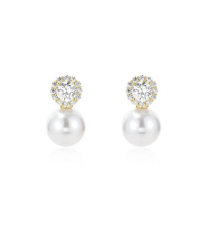 Alloy White Zircon Boho Earrings Pearl Stud