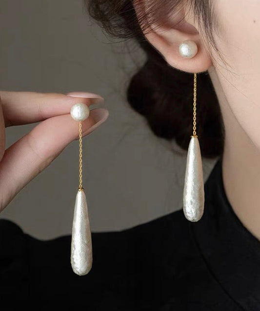 Copper Earrings Pearl White Drop Alloy Water Boho