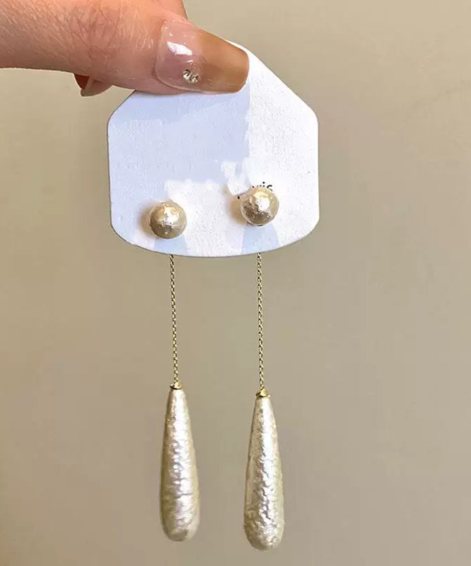 Copper Earrings Pearl White Drop Alloy Water Boho