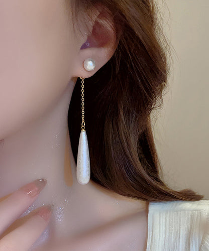 Copper Earrings Pearl White Drop Alloy Water Boho