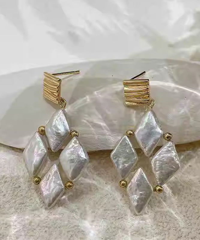 Pear Earrings Boho White Alloy Drop Metal