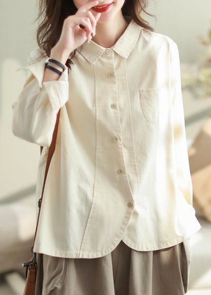 Boho White Oversized Patchwork Cotton Shirt Top Spring TM026