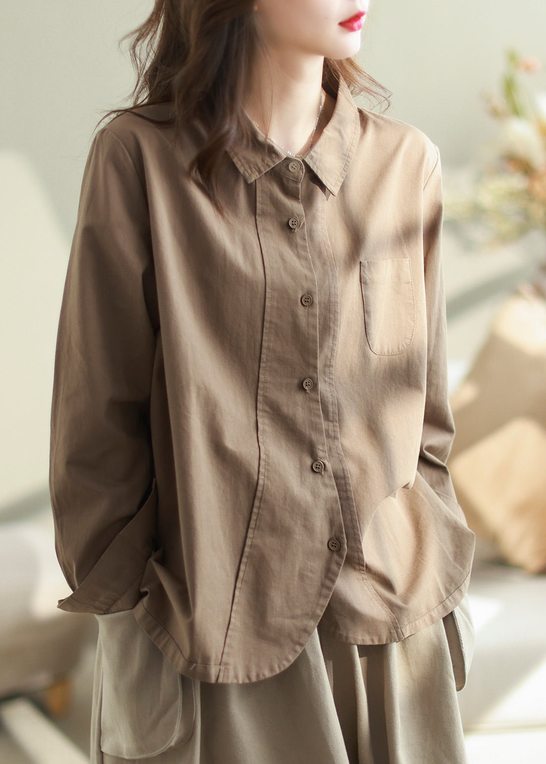 Boho White Oversized Patchwork Cotton Shirt Top Spring TM026