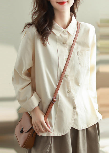 Boho White Oversized Patchwork Cotton Shirt Top Spring TM026
