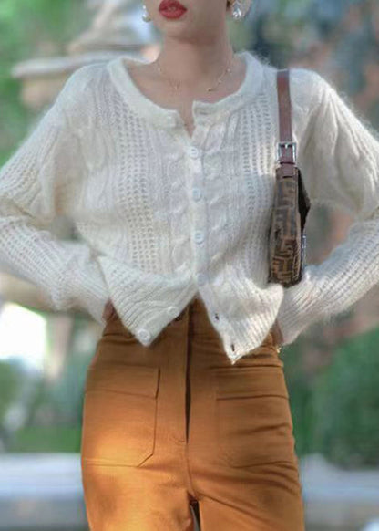 Boho Yellow Button Hollow Out Patchwork Knit Cardigan Fall TU034