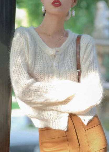 Boho Yellow Button Hollow Out Patchwork Knit Cardigan Fall TU034