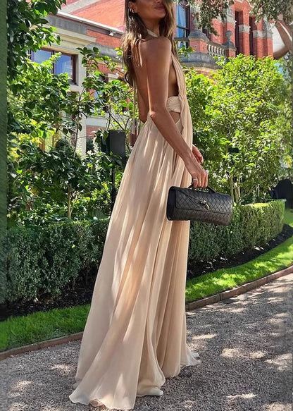 Summer Halter Backless Boutique Apricot Dresses