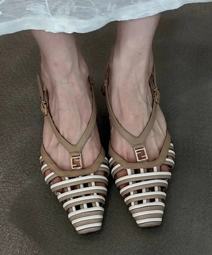 Hollow Boutique Kitten Sandals Black Splicing Out