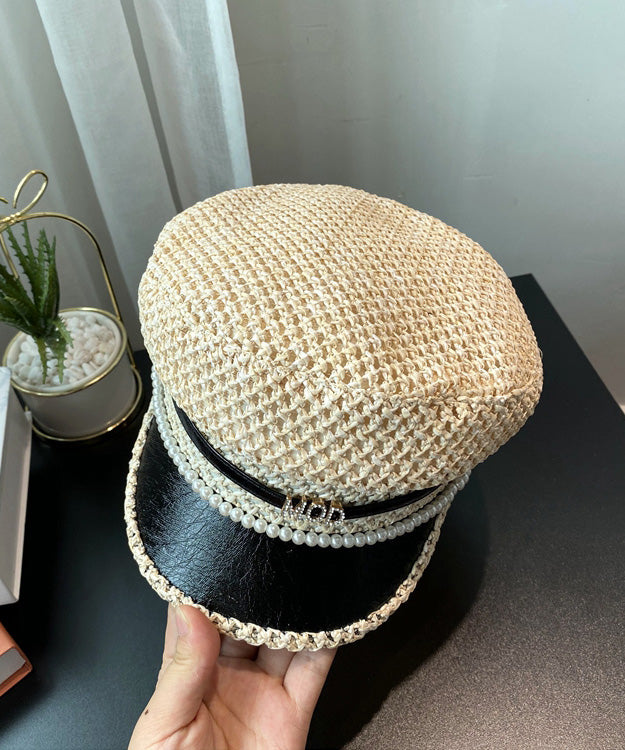 Bead Boutique Woven Hat Zircon Black Straw Beret Nail