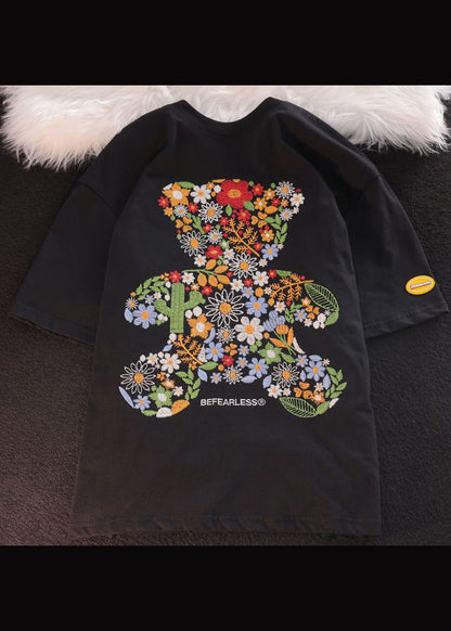 Boutique Black Men Shirt T O Summer Embroideried Cotton Neck