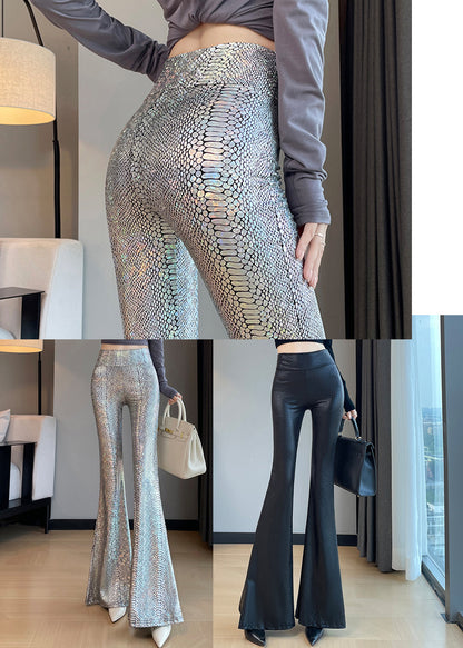 Boutique Black Serpentine Butt Scrunch Bell-bottom Trousers Spring YP033