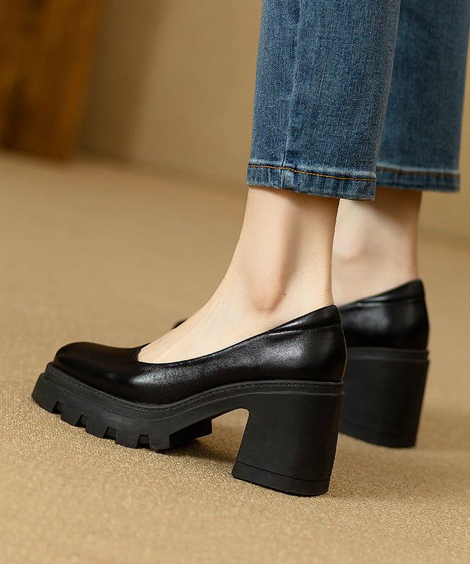 Shoes Heel Black Comfortable Splicing Boutique Chunky