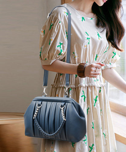 Tote Bag Black Calf Leather Wrinkled Durable Boutique