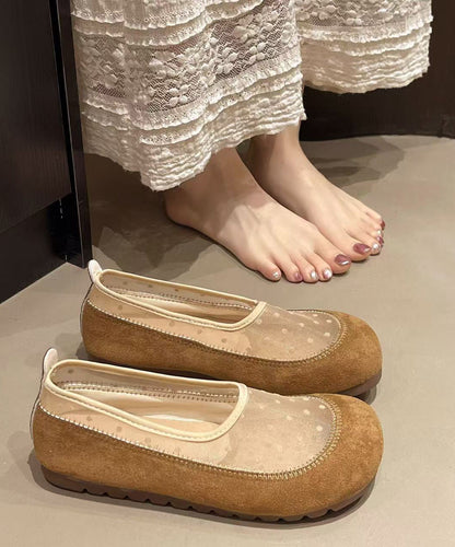 Splicing Breathable Mesh Yellow Boutique Platform Shoes Flat