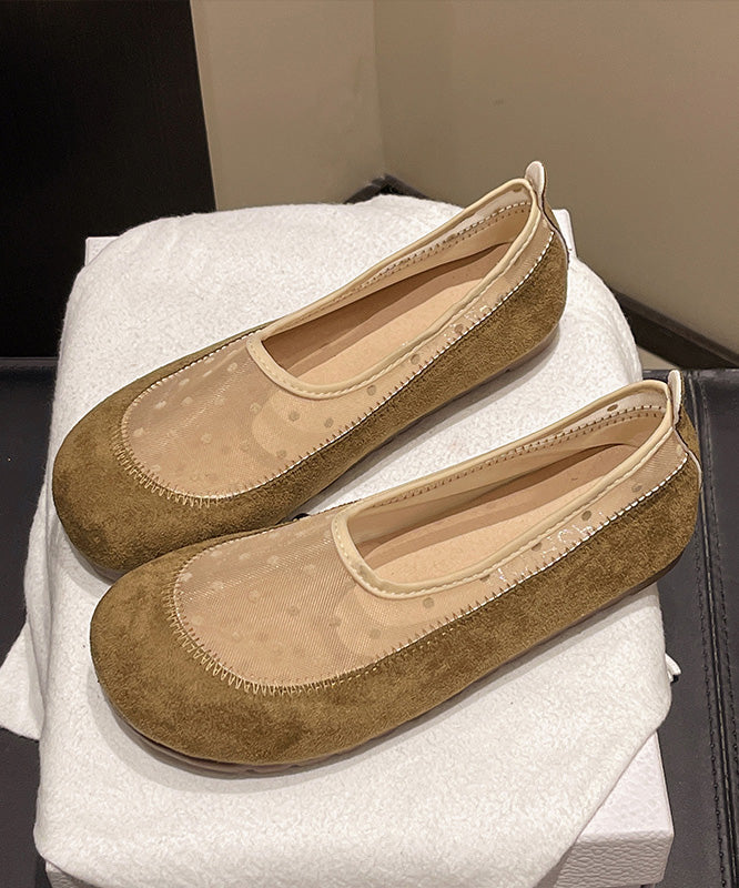 Splicing Breathable Mesh Yellow Boutique Platform Shoes Flat