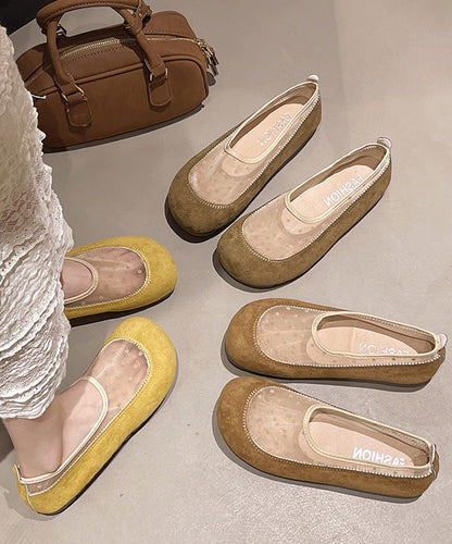 Splicing Breathable Mesh Yellow Boutique Platform Shoes Flat