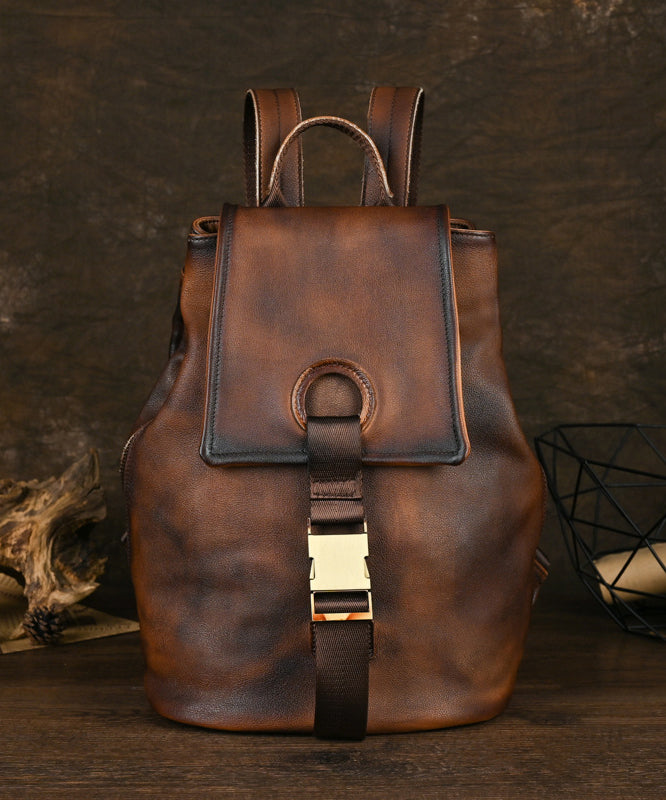 Calf Backpack Brown Capacity Bag Large Boutique Leather