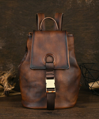 Calf Backpack Brown Capacity Bag Large Boutique Leather