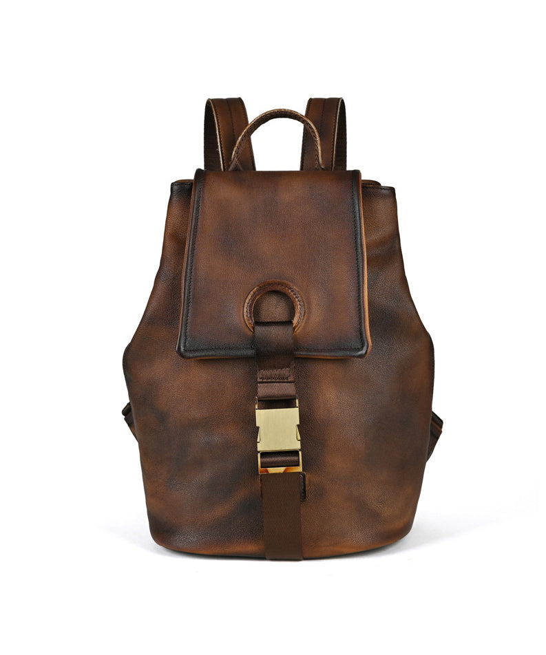Calf Backpack Brown Capacity Bag Large Boutique Leather