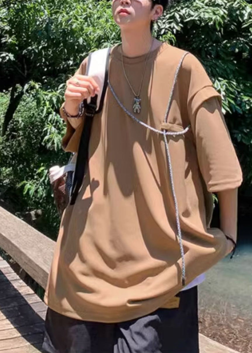 Summer Grunt Shirts Oversized Cotton Style Brown Men's Boutique