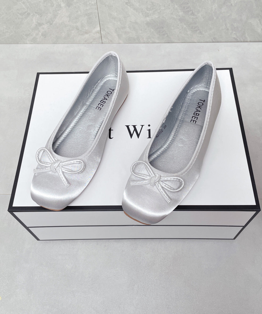 Splicing Satin Flats Bow Comfortable Boutique Blue