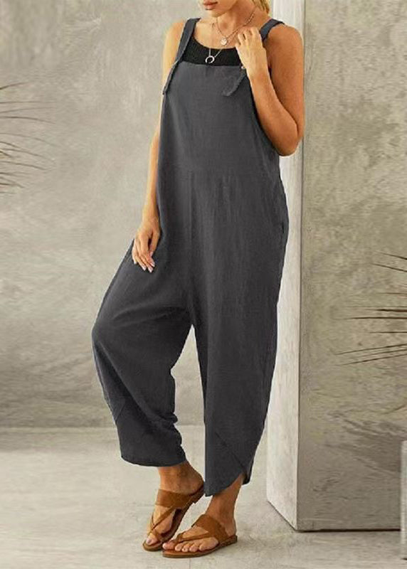Jumpsuit Grey Slash Neck Boutique Dark Summer Patchwork