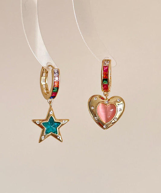 And Asymmetrical Zircon Hoop Gold Alloy Boutique Srar Copper Love