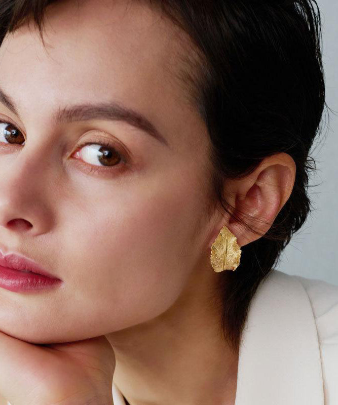 Overgild Earrings Gold Leaf Hoop Boutique Copper