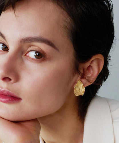 Overgild Earrings Gold Leaf Hoop Boutique Copper