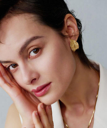 Overgild Earrings Gold Leaf Hoop Boutique Copper