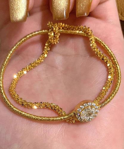 Overgild Silver Sterling Boutique Zircon Set Piece Two Gold