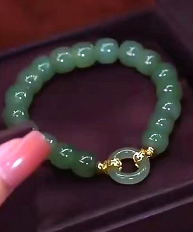 Boutique Green Alloy Jade Ping An buckle Chain Bracelet TX022