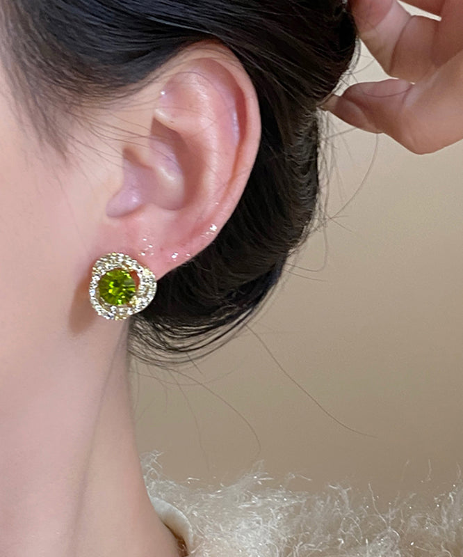 Boutique Green Aloy Crystal Zircon Stud Earrings QD015