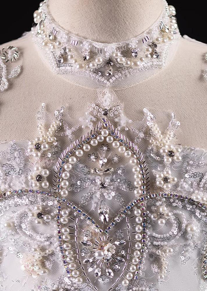 Spring Nail Blue Light Bead Maxi Kids Dresses Boutique Tulle