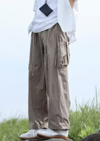 Lace Summer Up Pockets Cotton Men Pants Solid Boutique Navy