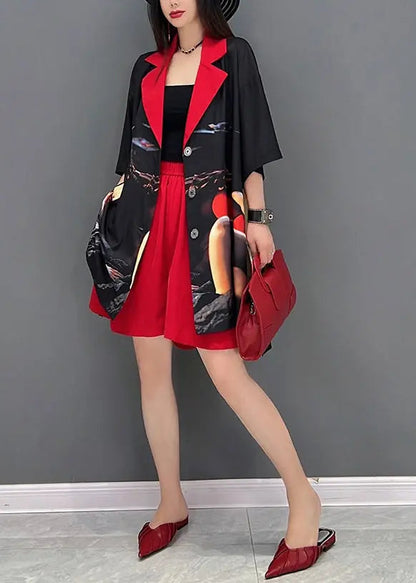 Boutique Orange Peter Pan Collar Print Chiffon 2 Piece Outfit Fall Ada Fashion